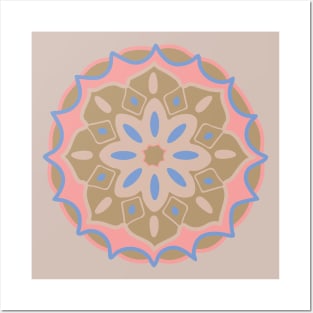 MOSAIQUE Boho Exotic Abstract Mediterranean Floral Mandala Pastel Pink Blue Cream - UnBlink Studio by Jackie Tahara Posters and Art